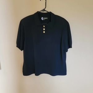 St John basics women's black knit short sleeve top